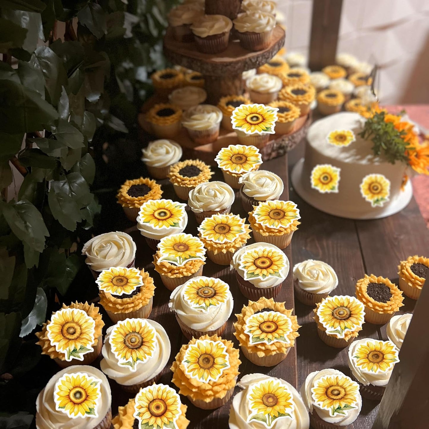 48 Pack Edible Sunflowers Cupcake Toppers Wafer Paper Floiwers Cupcake Picks Edible Yellow Sun Flower Cake Decor for Sunflower Theme Party Wedding Baby Shower Birthday Supplies (Sunflowers)