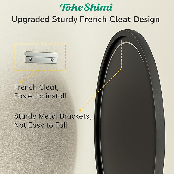 TokeShimi 16 in Round Black Bathroom Mirror Framed, Modern Circle Wall Mirror Farmhouse Aluminum, 16 x 16 Shatterproof Round Bathroom Vanity Mirrored for Restroom, Bedroom, Entryway, Living Room