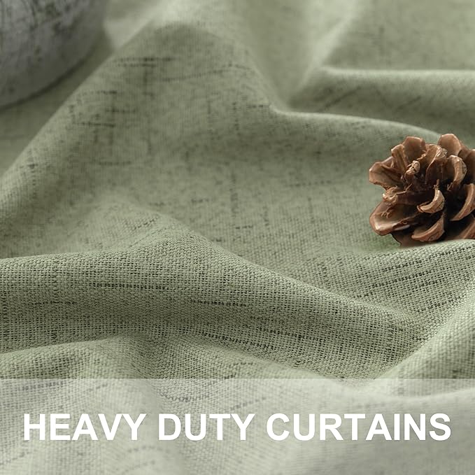 102 Inch Curtains Blackout Sage Green Christmas Decoration Black Out Linen - Image 3