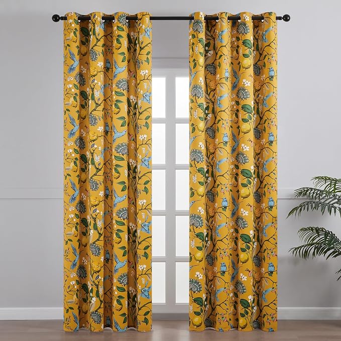 Topfinel 92 Inches Long Custom Mustard Yellow Luxury Curtains - Image 2