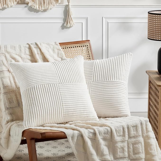 Fancy Homi 2 Packs Cream White Euro Decorative Throw Pillow Covers 28x28 Inch by Fancy+Homi