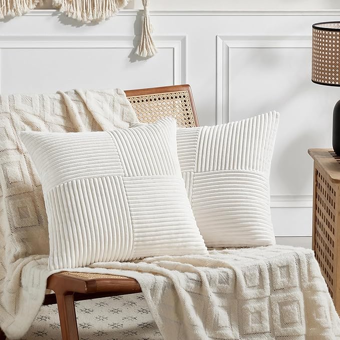 Fancy Homi 2 Packs Cream White Euro Decorative Throw Pillow Covers 26x26 Inch by Fancy+Homi