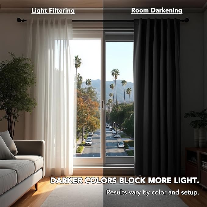 Deconovo Blackout Curtains, Thermal Insulated, W70 x L95 2 Panels, Back Tab - Image 3