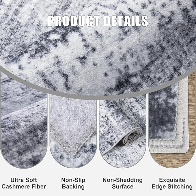 6x9 Area Rug Living Room Rug: Washable Modern Abstract Soft Thin Rug Indoor - Image 7