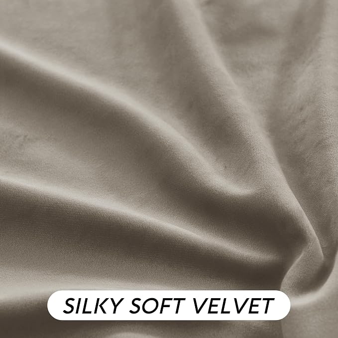 RYB HOME Taupe Velvet Curtains 84 inches Length - Image 6