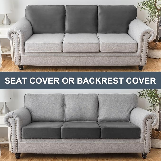 Couch Cover Stretch Velvet Sofa Cushion Cover 3-Piece - Image 4