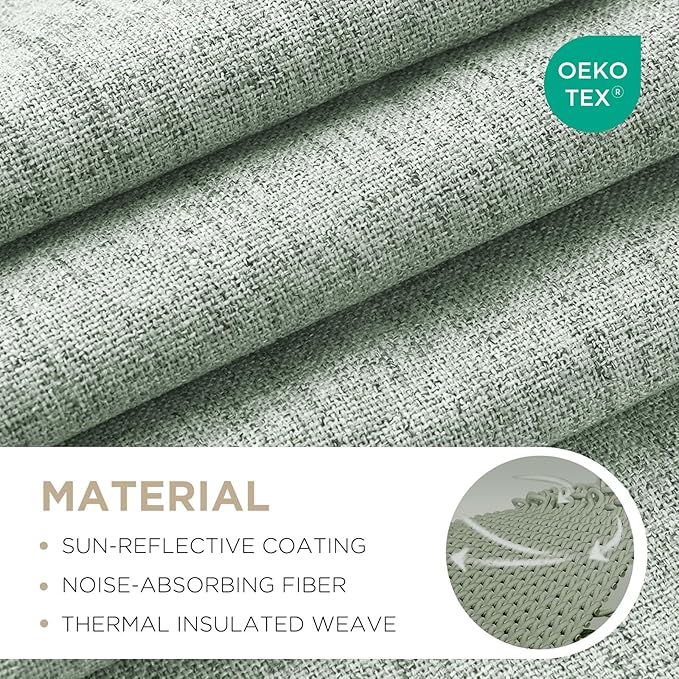 Joydeco 100% Blackout Curtains for Bedroom - Natural Linen Curtains 37" W x 96" L Long, Thermal Insulated 2 Panels Light Blocking Drapes, Rod Pocket & Back Tabs, Darkening Privacy for Living Room