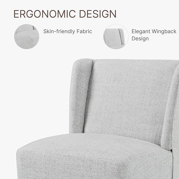 Dining Chairs with Casters Require Assembly Upholstered Wingback Single Sofa Armless Deskchair for Bedroom Waiting Room Kitchen Diningroom