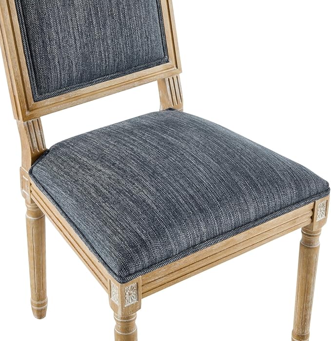 Merax Upholstered Solid Wood Dining Chairs Set of 4, French Country Style Accent Side Seating Furniture for Kitchen, Living Room, Cushioned Back, Blue Gray