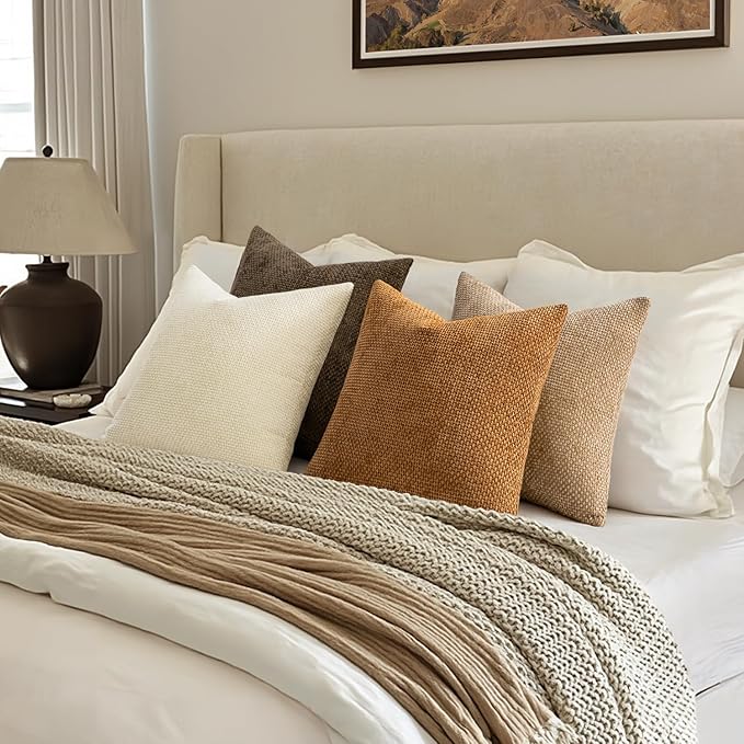 MIULEE Pack of 4 Brown Couch Throw Pillow Covers 20x20 Inch Soft Decorative - Image 4