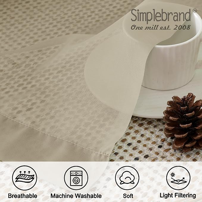Simplebrand Taupe Sheer Curtains 90 Inches Long 2 Panels, Light Filtering Rod - Image 7