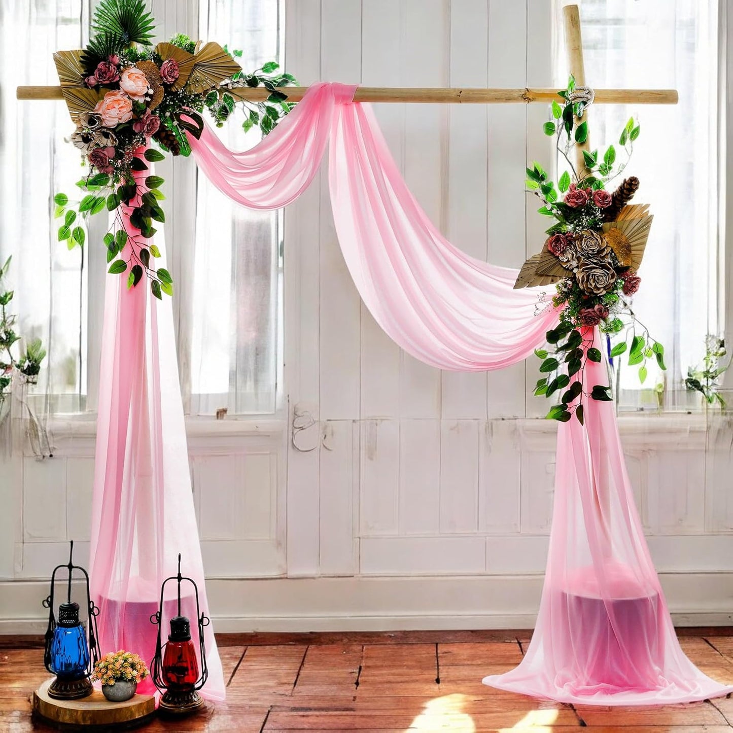 MDS Halloween Chiffon Draping Fabric - 1 Panel, 30" Wide x 100ft Long - Sheer Spooky Arbor & Canopy Drapery for Haunted House Backdrops, Party Ceilings, DIY Costumes & Themed Events - Coral