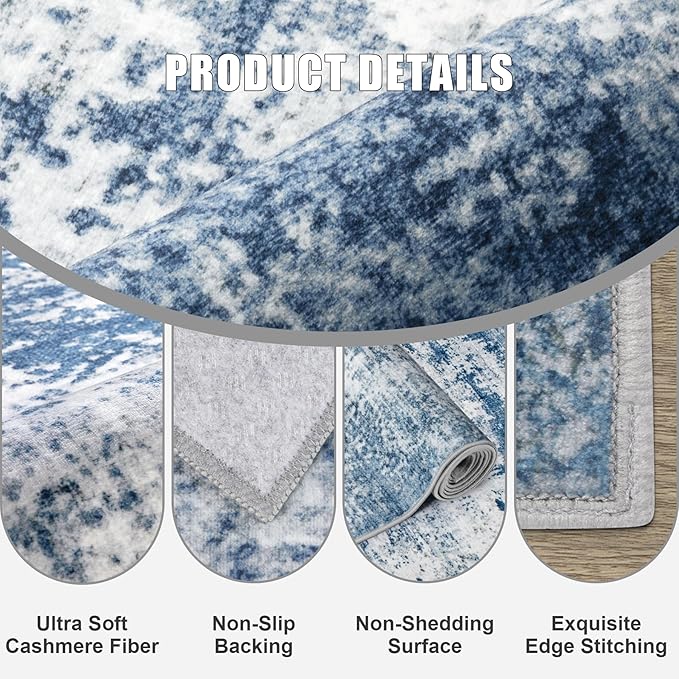 8x10 Area Rug Living Room Rug: Washable Modern Abstract Soft Thin Rug Indoor - Image 7