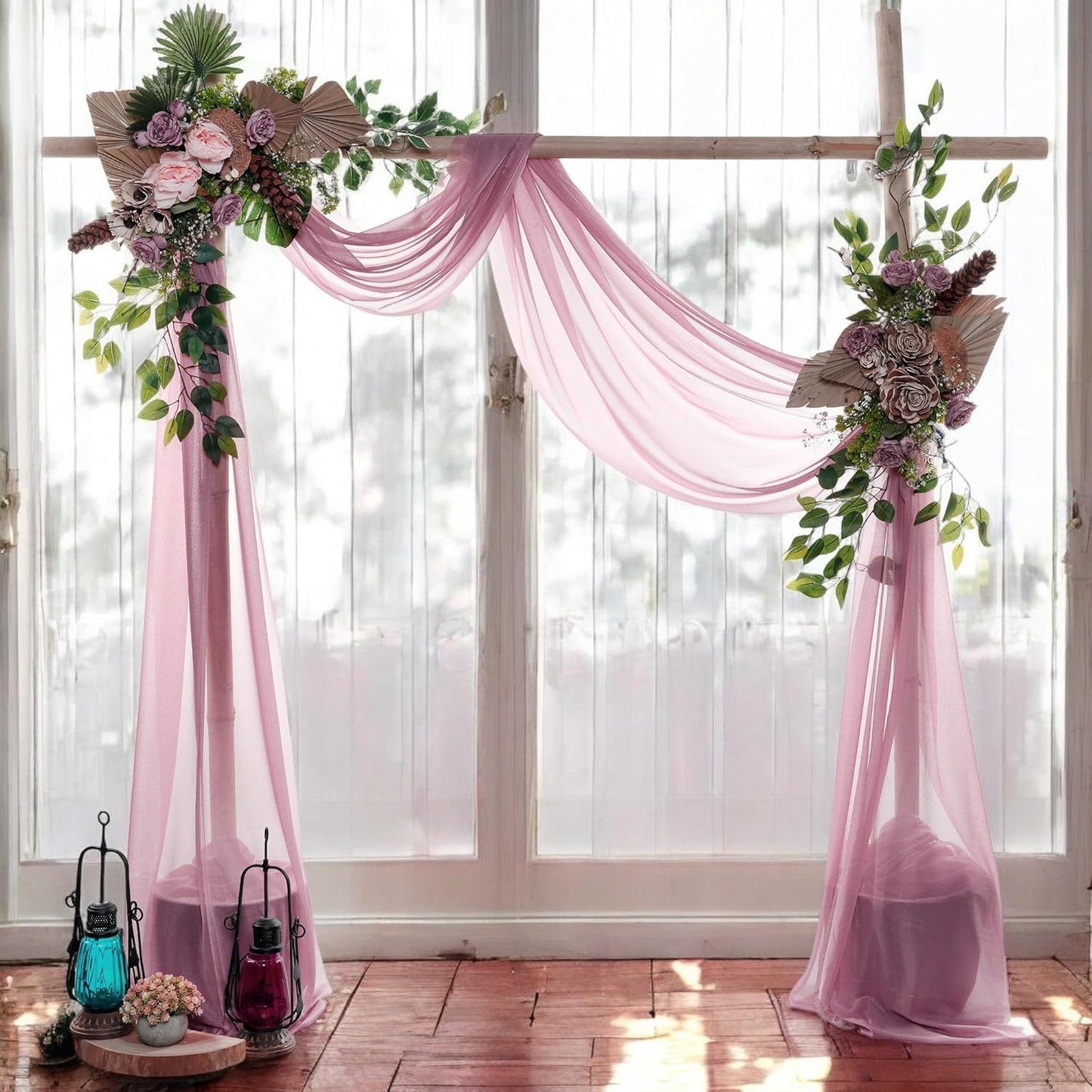 MDS Halloween Chiffon Draping Fabric - 1 Panel, 30" Wide x 20ft Long - Sheer Spooky Arbor & Canopy Drapery for Haunted House Backdrops, Party Ceilings, DIY Costumes & Themed Events - Mauva