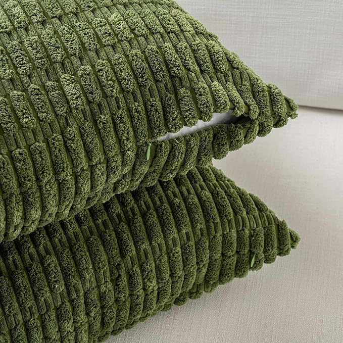 Fancy Homi Set of 4 Green Lumbar Rectangle Decorative Throw Pillow Covers 12x20 - Image 3