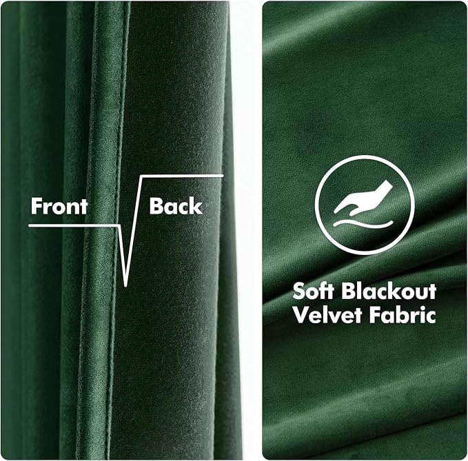 MIULEE Christmas Velvet Curtains Emerald Green Elegant Grommet Curtains Thermal - Image 3
