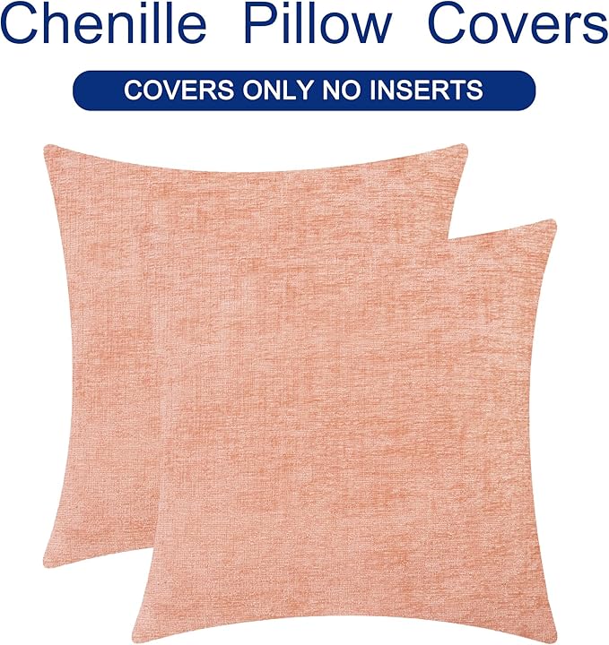 CaliTime Throw Pillow Covers Decorative 20 X 20 Inches Pack of 2 Cozy Chenille - Image 6