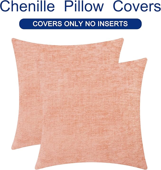 CaliTime Throw Pillow Covers Decorative 18 X 18 Inches Pack of 2 Cozy Chenille - Image 6