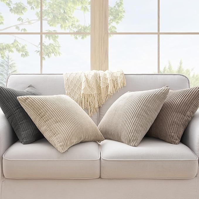 Topfinel 4 Packs Natural Decorative Throw Pillows Covers 26x26 Inch - Image 2