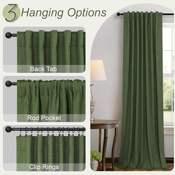 Pitalk Olive Green Blackout Curtains 63 Inch Length 2 Panel - Image 6