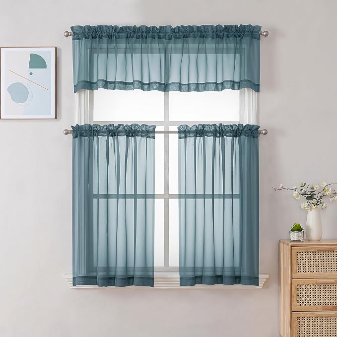 Chyhomenyc Sheer Valances for Windows 2 Pack, Small Window Curtains for Living - Image 2