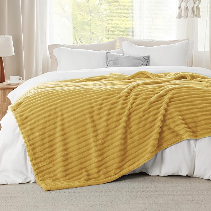 Bedsure GentleSoft Yellow California King Size Blanket - Image 2