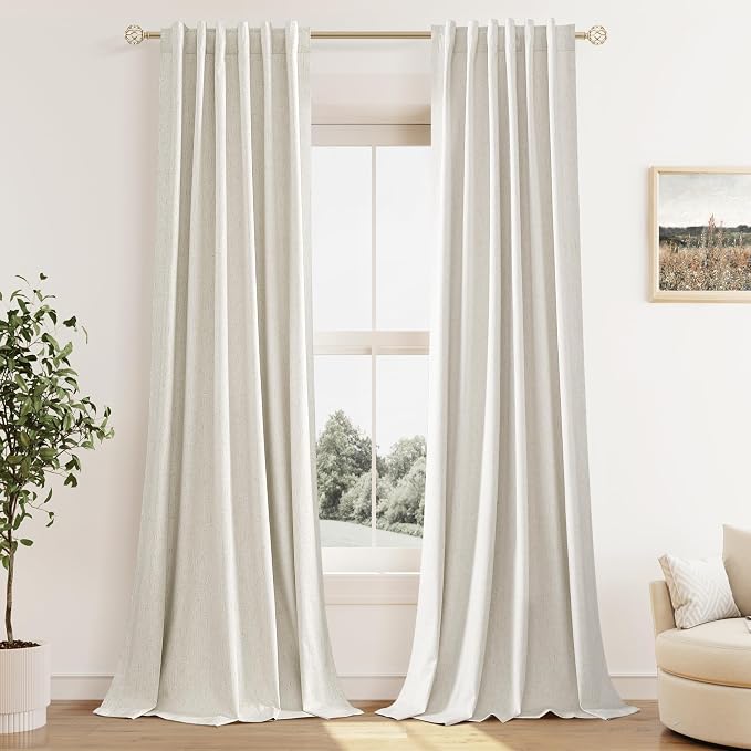 Guken Cream 100% Blackout Curtains 105 Inch Length 2 Panels Set by Guken