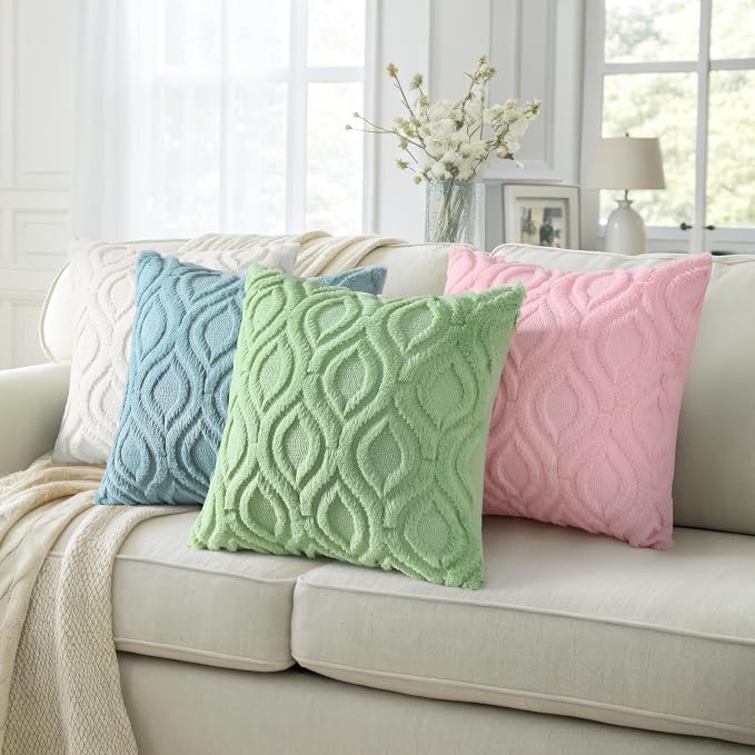 decorUhome Summer Throw Pillow Covers 26x26 Inch Set of 2, Soft Plush Faux Wool - Image 5
