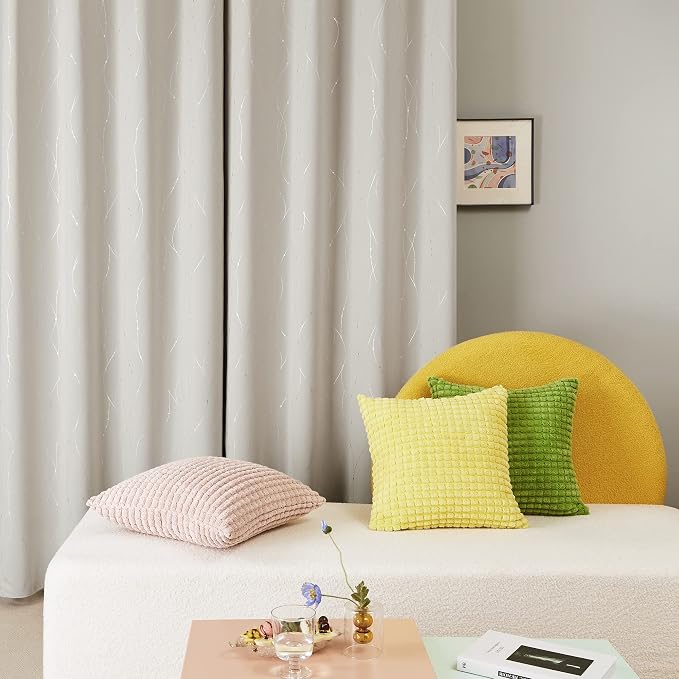 Deconovo Room Darkening Curtains, Light Beige Curtain, Thermal Insulated Noise - Image 3