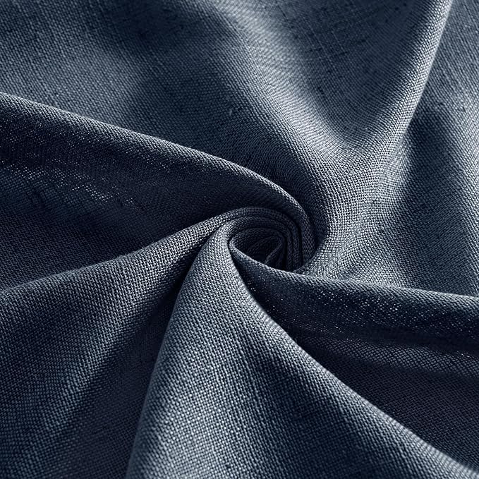 MIULEE Navy Blue Linen Curtains 96 Inch Length 2 Panels - Image 8