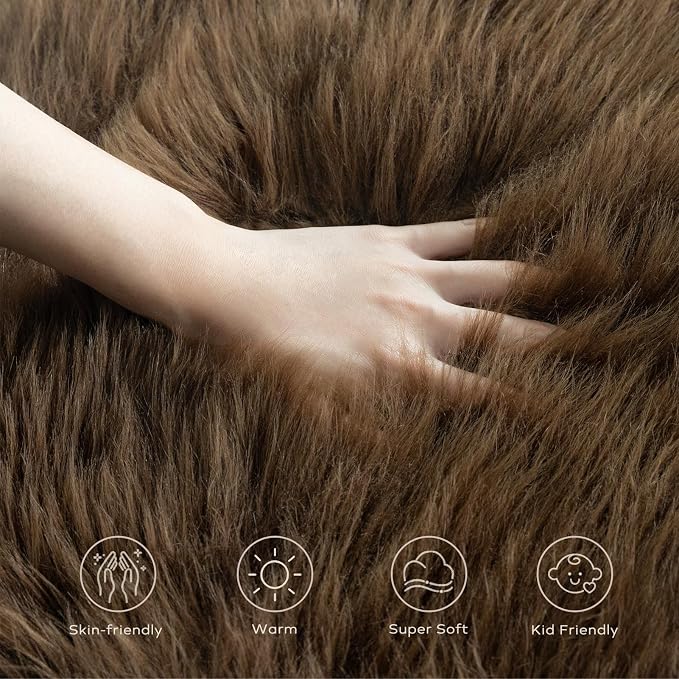 Ashler Faux Fur Rug, Fluffy Shaggy Area Rug, Ultra Soft 2 x 3 Feet Sheepskin Fur - Image 7