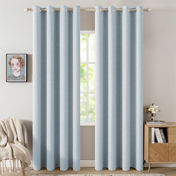MIULEE 100% Blackout Linen Textured Curtains by MIULEE
