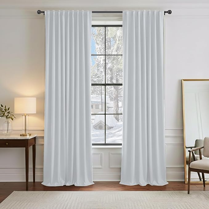 PONY DANCE 60% Light Blocking Curtains 95 inch Long, Room Darkening Curtains by PONYDANCE