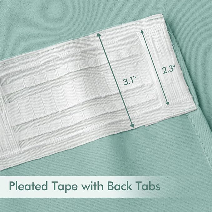 MIULEE Aqua Back Tab Blackout Curtain 96 Inch Long 2 Panels Set - Image 4