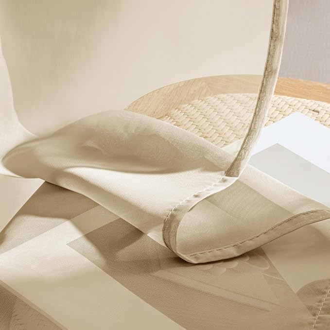 MIULEE Beige Sheer Curtains 108 Inches Long, 4 Panels Set, Rod Pocket Voile - Image 7