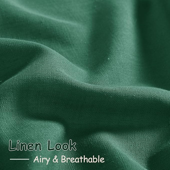 Dark Green Linen Curtains for Living Room 63 Inches Long 2 Panel Set Light - Image 5