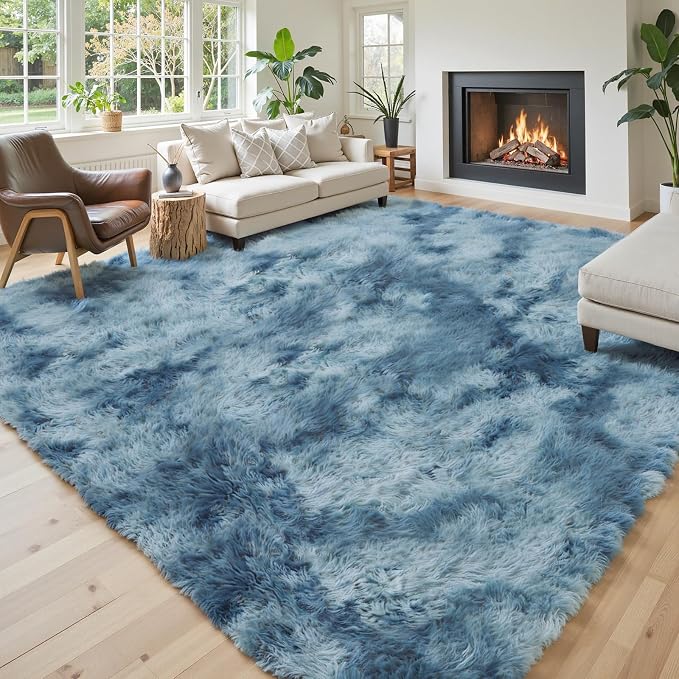 Area Rugs 9x12 Living Room, Large Area Rug Shag Shaggy Carpet Soft Plush Furry by Junhejiamei