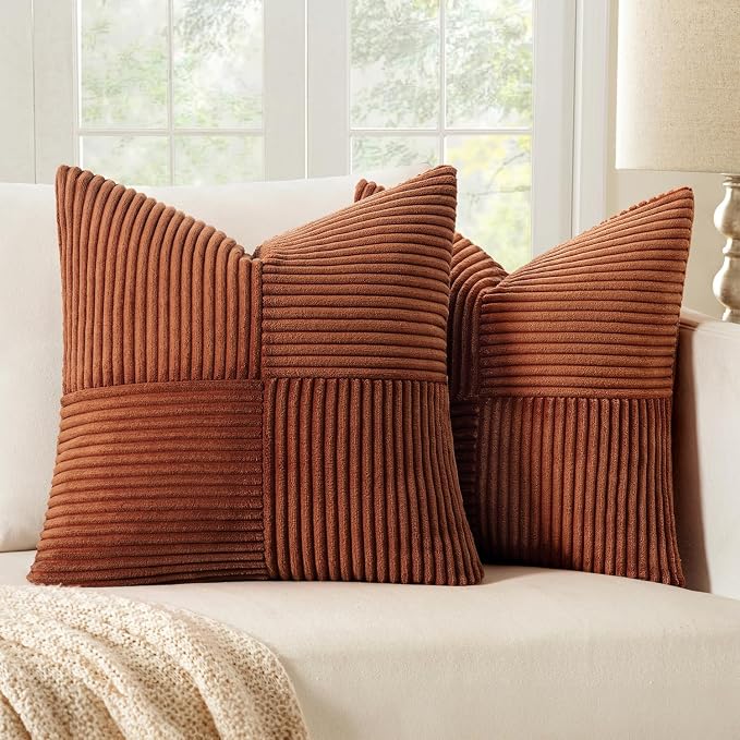 MIULEE Dark Rust Decorative Throw Pillow Covers 18x18 Inch by MIULEE