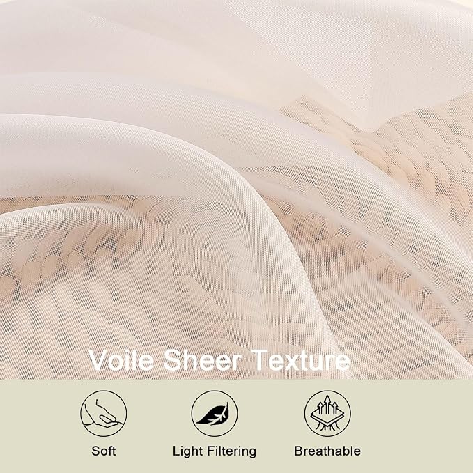 Extra Long Sheer Cream Curtains - Image 3
