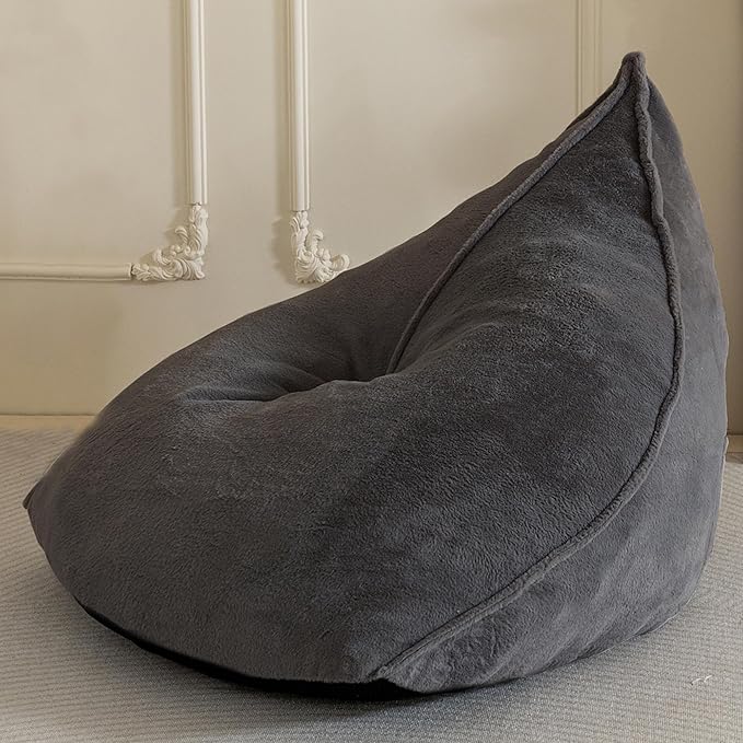 BYBYME Bean Bag Chairs Sherpa Lazy Sofa, Giant Beanbag Chairs for Adults, Teenagers with Stuffed High Density Foam Filling, Comfy Chair for Living Room, Bedroom