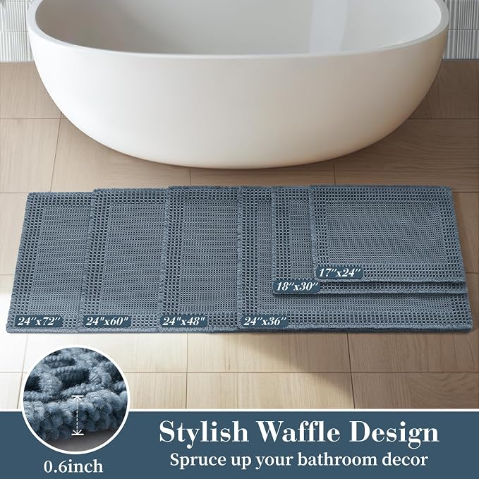 RESARE Waffle Bath Rug for Bath, Super Absorbent Non Slip Machine Washable - Image 5