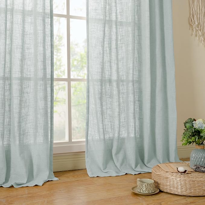LAMIT Living Room Linen Curtains 90 Inch - Image 9