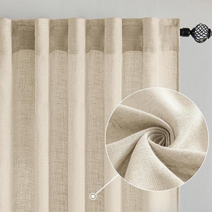 MIULEE Linen Curtains 72 Inch Length 2 Panels - Image 2