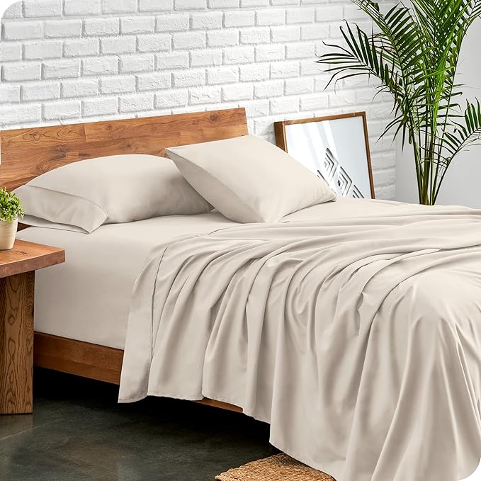 Bare Home Full XL Sheet Set - Luxury 1800 Ultra-Soft Microfiber Full Extra Long Bed Sheets - Double Brushed - Deep Pockets - Easy Fit - 4 Piece Set - Bedding Sheets & Pillowcases (Full XL, Wheat)