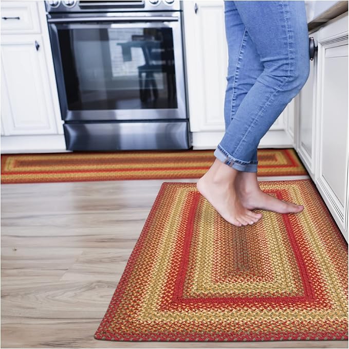 Cider Barn Cranberry Red Jute Braided Rug, 2x6' Rectangle - Perfect Country Rustic Decor for Entryway, Kitchen, Everywhere