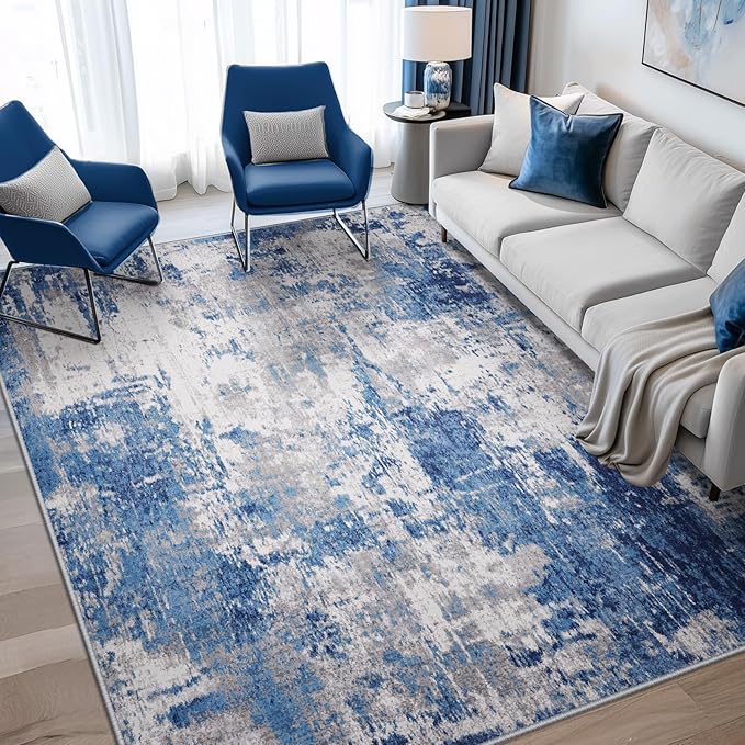 Washable Area Rugs 6'x9' Non-Slip Modern Abstract Soft by RELEANY