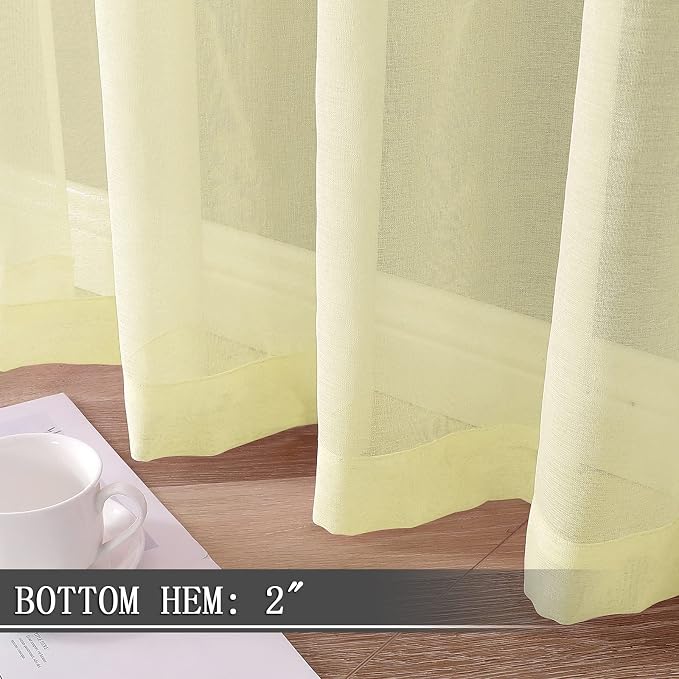 Tollpiz Short Sheer Curtain Linen Textured Bedroom Curtains Sheer Light - Image 4