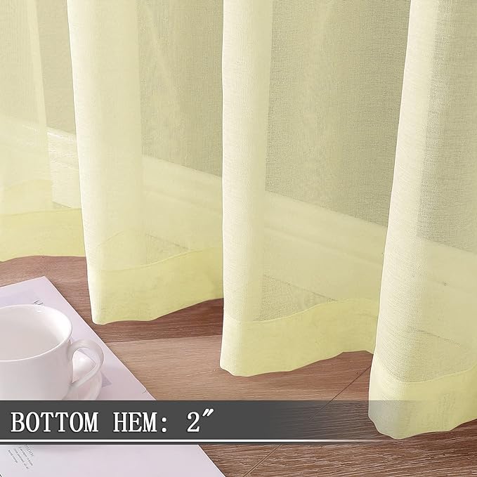 Tollpiz Sheer Curtain Linen Textured Bedroom Curtains Sheer Light Filtering Rod - Image 4