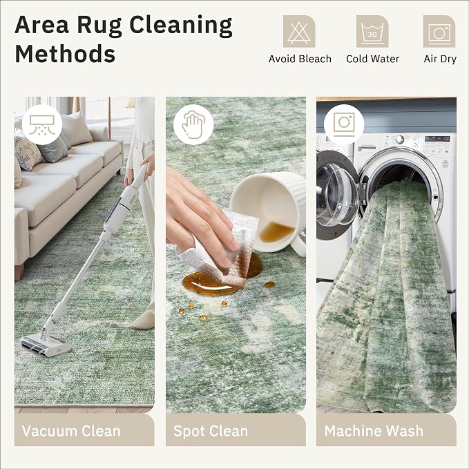 10x14 Area Rugs for Living Room, Non Slip Machine Washable Vintage Rugs - Image 9