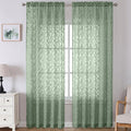 Lecloud Leia Sage Green Sheer Curtains 108 Inches Long 2 Panels, Airy Jacquard by Lecloud